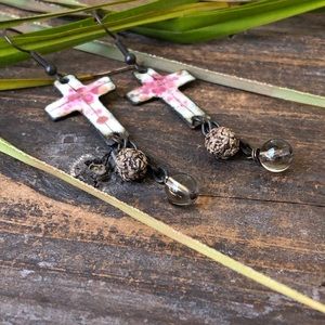 Cross Quartz Earrings